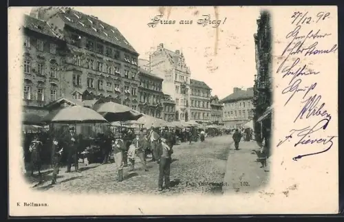 AK Prag / Praha, Stände auf dem Obstmarkt