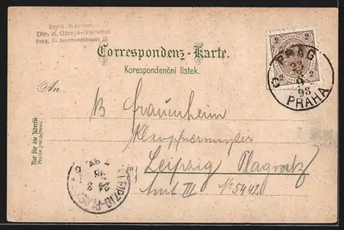 Lithographie Prag, Nationaltheater, Der Graben, Pulverthurm und Museum d. Königr. Böhmen