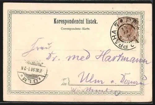 Lithographie Prag / Praha, Wenzelsplatz, Václavské námestí, Pomnik Radeckéno, Mostecká vez a Karluv most