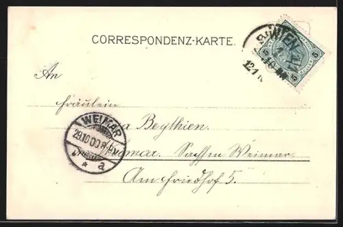 Lithographie Prag / Praha, Geschäftshäuser am Graben