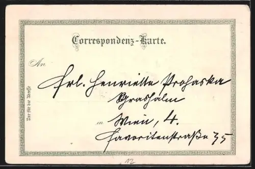 Lithographie Prag / Praha, Blick über den Fluss zur Altstadt