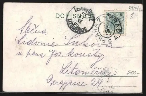 Lithographie Prag / Praha, Altstädter Ring, Astronomische Uhr