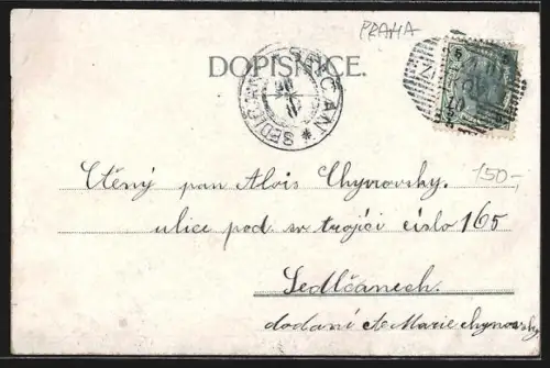 Lithographie Prag / Praha, Vrch Zizkov, Kaple Sv. Rocha, Radnice