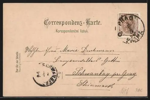 Lithographie Prag / Praha, Altstädter Brückenturm, K. K. Burg