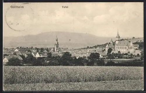 AK Göllheim, Totalansicht mit Kirche