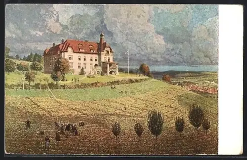 Künstler-AK Kirchheimbolanden, Erholungsheim für Arbeiter der Badischer Anilin- u. Soda-Fabrik