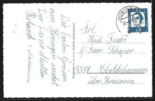 AK Höringen /Pfalz, Ortsansicht aus der Vogelschau, Ortspartie mit Wohnhäusern