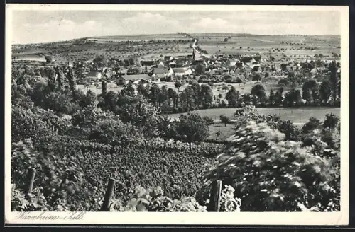 AK Harxheim-Zell, Ortsansicht von den Weinbergen aus