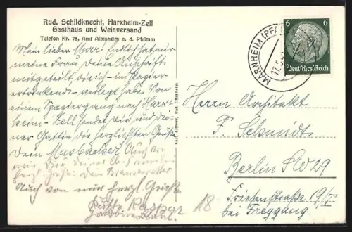 AK Harxheim-Zell, Ortsansicht von den Weinbergen aus