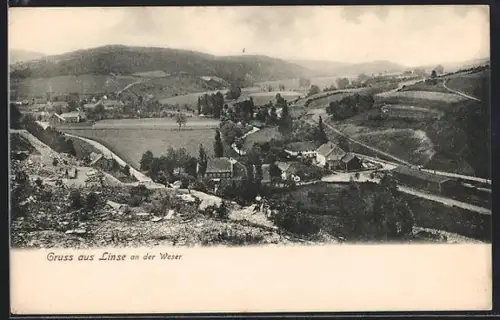 AK Linse an der Weser, Ortsansicht im Tal