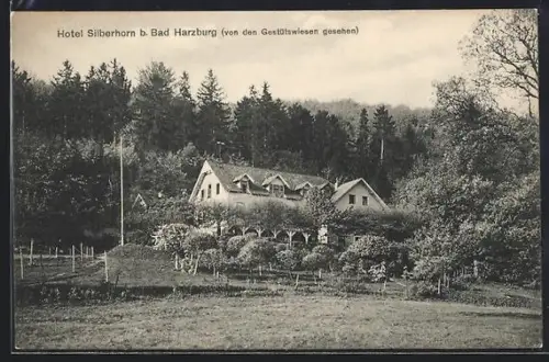 AK Bad Harzburg, Hotel Silberhorn von den Gestütswiesen gesehen