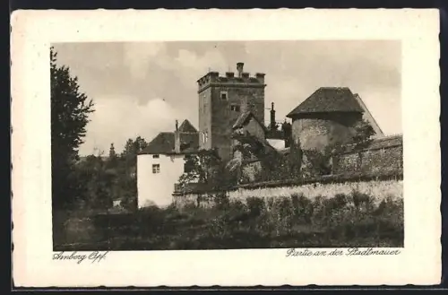 AK Amberg / Oberpfalz, Partie an der Stadtmauer