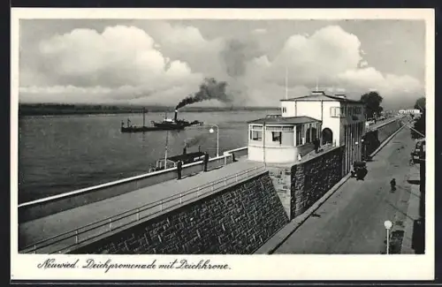 AK Neuwied, Deichpromenade mit Deichkrone