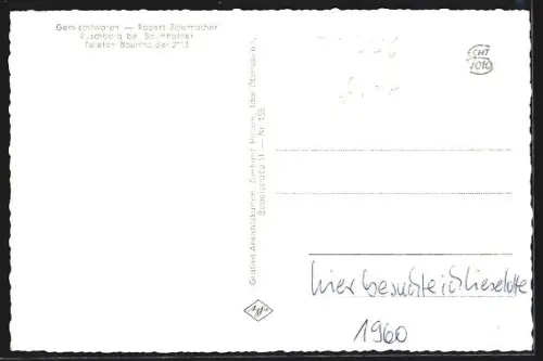 AK Ruschberg, Panorama, Ev. Kirche, Gemischtwaren Robert Schumacher, Kath. Kirche