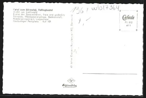 AK Fallingbostel, Hotel zum Böhmetal, Siebensteinhäuser, Hermann Löns-Grab