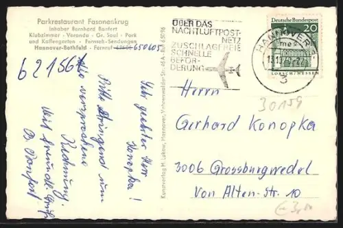 AK Hannover-Bothfeld, Parkrestaurant Fasanenkrug, Inh. Bernhard Bonfert