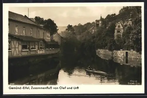 AK Gemünd /Eifel, Zusammenfluss von Olef und Urft