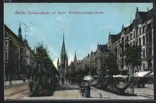 AK Berlin-Charlottenburg, Tauentzienstrasse mit Kaiser-Wilhelm-Gedächtniskirche