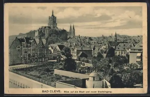 AK Bad Cleve, Blick auf die Stadt und neuer Stadteingang