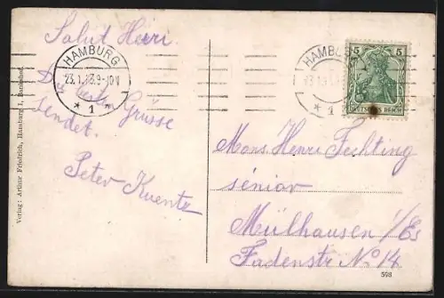 AK Hamburg, Hochbahn-Haltestelle Rödingsmarkt, Strassenbahn