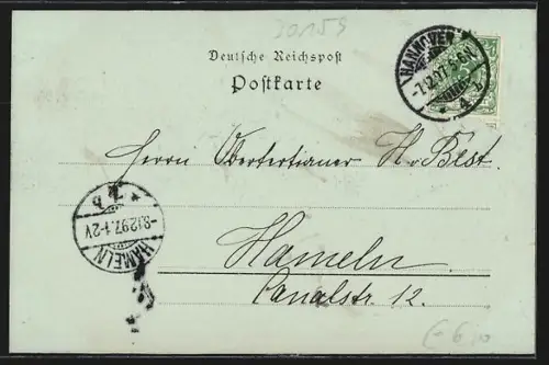 Mondschein-AK Hannover, Ernst August Platz mit Reiterdenkmal