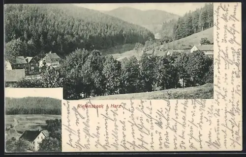 AK Riefensbeek i. Harz, Ortsansicht mit Bergen