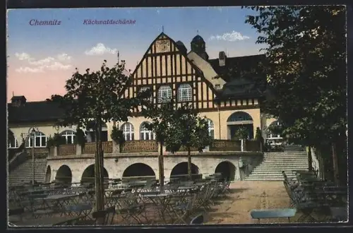 AK Chemnitz, Restaurant Küchwaldschänke mit Besucherbereich