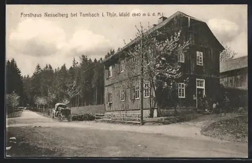 AK Tambach / Thüringen, Forsthaus Nesselberg mit Anwohnern