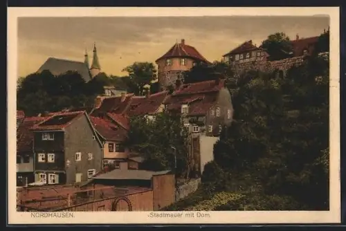 AK Nordhausen, Stadtmauer mit Dom