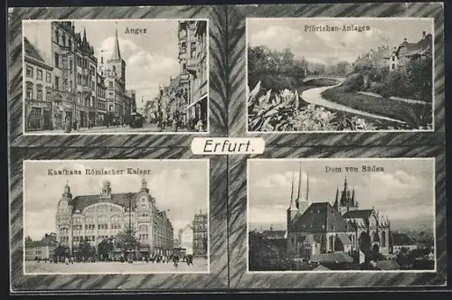 AK Erfurt, Anger, Pförtchen-Anlagen, Kaufhaus Römischer Kaiser, Dom