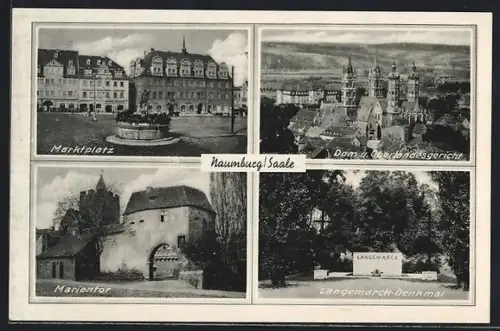 AK Naumburg / Saale, Langemarck-Denkmal, Marktplatz und Marientor