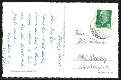 AK Klietz, Blick vom Kirchturm, Partie am See und Handlung Ziemann