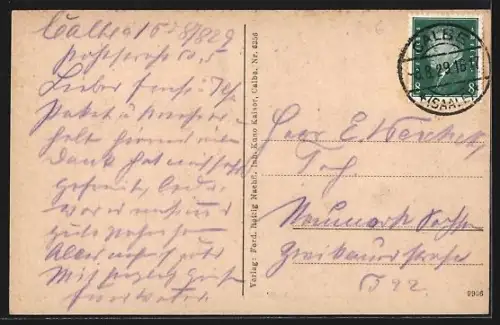 AK Calbe a. d. Saale, Totalansicht mit Flusspartie