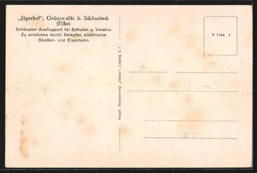 AK Grünewalde b. Schönebeck, Aussenbereich der Gaststätte Jägerhof