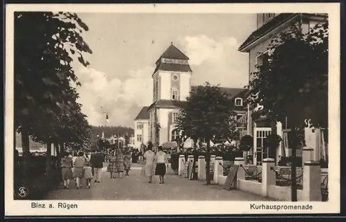 AK Binz a. Rügen, Partie an der Kurhauspromenade