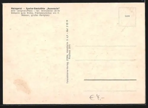 AK Langmeil /Pfalz, Gasthaus-Metzgerei Demmerle, Ortsansicht