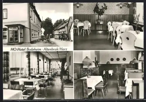 AK Altenbrak /Harz, HO-Hotel Bodeheim, Gastraum, Speisesaal, Terrasse