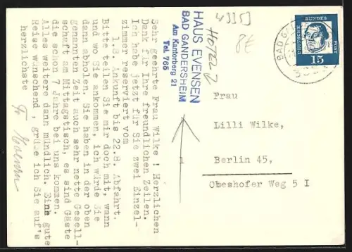 Foto-AK Bad Gandersheim, Pension Haus Evensen, Am Kantorberg 21