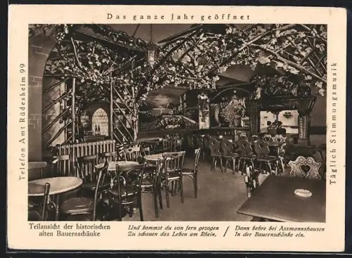 AK Assmannshausen a. Rhein, Restaurant Alte Bauernschenke, Teilansicht, Inh. Alfred Prokop