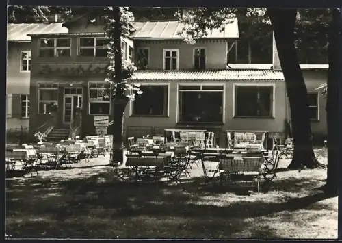 AK Lanke über Bernau, Gasthaus Seeschloss, Inh. Heinz Zimmler, Gartenansicht