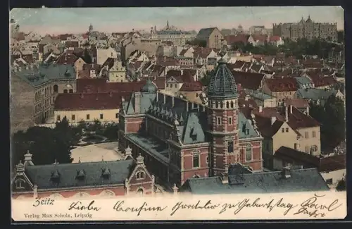 AK Zeitz, Stadtansicht aus der Vogelschau