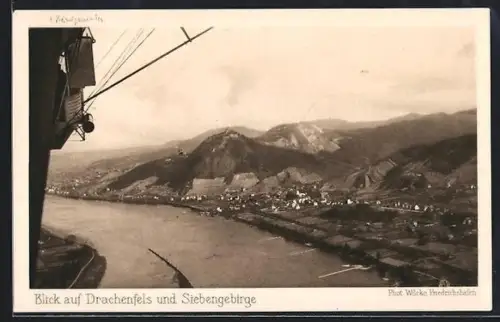 AK Drachenfels, Blick auf Drachenfels und Siebengebirge aus dem Zeppelin-Luftschiff