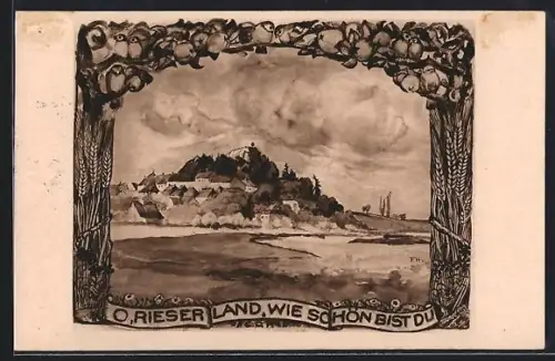 AK Wallerstein i. Ries, Landschaftsansicht mit Burg