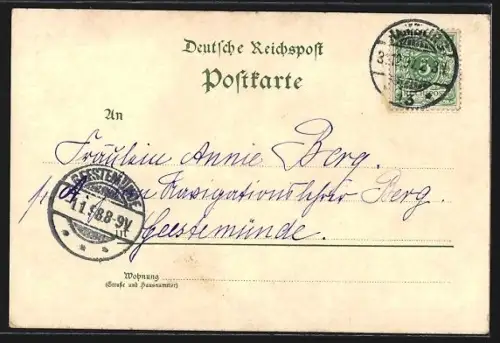 Lithographie Hamburg-St.Pauli, Fährhaus St. Pauli, Strassenbahn