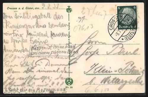 AK Crossen a. d. Elster, Blick auf Stadt und Schloss