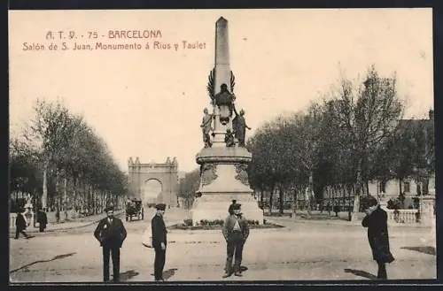 AK Barcelona, Salon de S. Juan, Monumento a Rius y Taulet