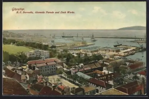 AK Gibraltar, R. E. Barracks, Alameda Parade and Dock Works