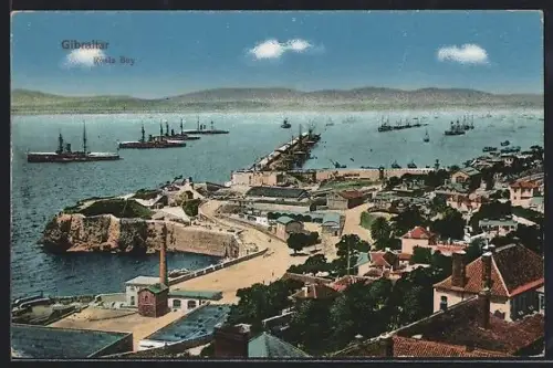 AK Gibraltar, Rosia Bay, Hafenansicht, Schiffe