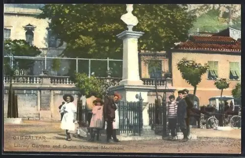 AK Gibraltar, Library Gardens and Queen Victoria Monument