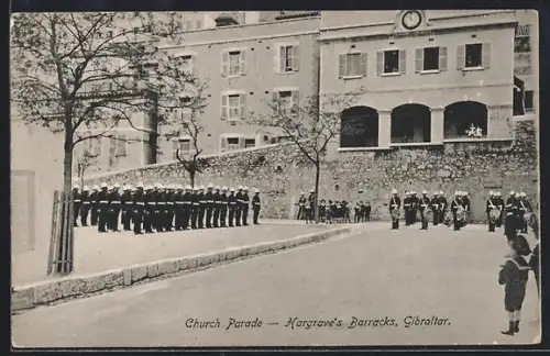 AK Gibraltar, Church Parade - Hargrave's Barracks